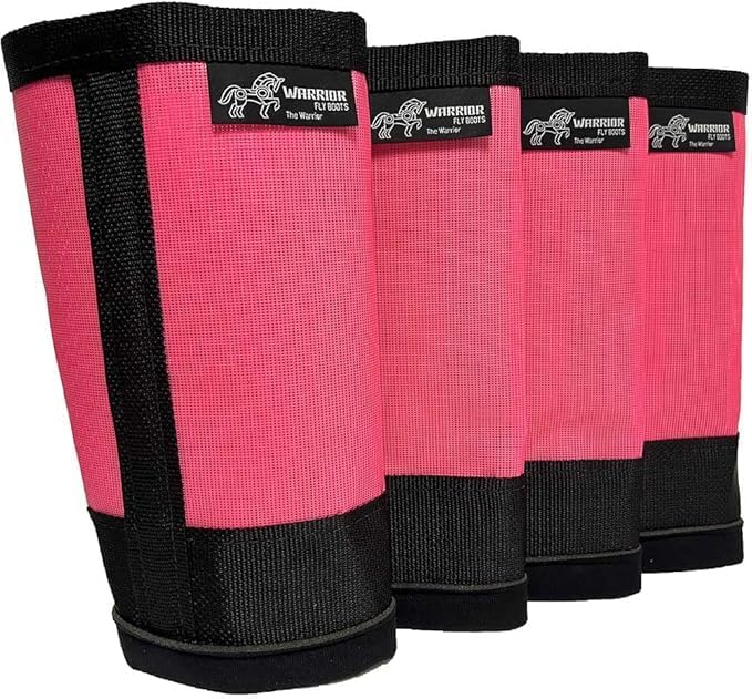 Warrior Fly Boots for Horses - Breathable Mesh Horse Boots for Fly Protection &amp; Leg Comfort - Set of 4 (The Warrior, Neon Pink)