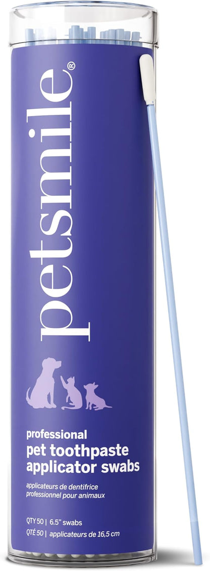 Petsmile Professional Pet Toothpaste Applicator Swabs - Cat &amp; Dog Toothbrush Alternative - Dental Care for Small &amp; Large Pets - Cat &amp; Dog Teeth Cleaning - Dog Toothpaste Not Included (50 Swabs)