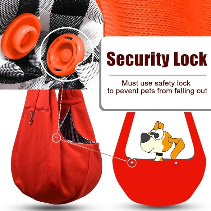 Tomkas Small Dog Sling Carrier - Zipper Pocket &amp; Classic Strap - for 3-10 lbs Pets(Red)