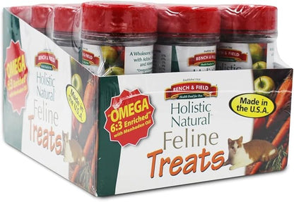 Bench &amp; Field Holistic Natural Healthy Kitty Cat Treats | Crunchy Fish-Shaped Bites | Delicious Seafood Flavored Snack, 3-Ounce (Pack of 12 Bottles)