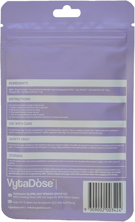 NAD+ Boost Patches | Anti-Aging and Wellness Support | 5x Stronger Formula | NMNH, Resveratrol, Hyaluronic Acid, Vitamin C, &amp; Coq10 l Premium 8-Hour Time-Release Patch for Enhanced Absorption
