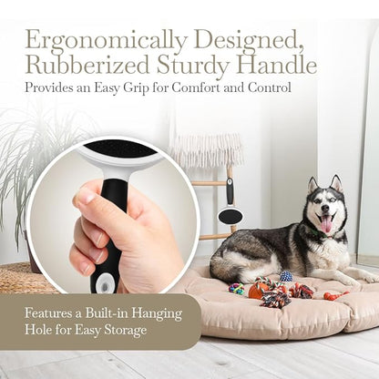 Fuller Brush Slicker Pet Brush - Angled Fine Steel Wires - Ergonomically Designed Rubberized Handle For Comfort &amp; Control - Remove Shedding &amp; Matted Hair - Tool For Grooming Dogs &amp; Cat