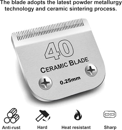 3PCS 40 Blades Dog Grooming Replacement Blades Compatible with Andis Dog Clipper,Ceramic Blade &amp; Stainless Steel Blade