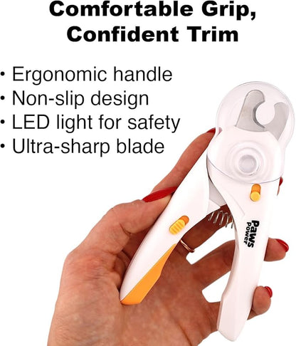 Cat Nail Clipper &amp; Small Dog Nail Clippers with LED Light - Illuminates Nails &amp; Bloodline for Safe, Easy Trimming - Extra Sharp, Avoid Over-Cutting - Essential Cat Supplies, White