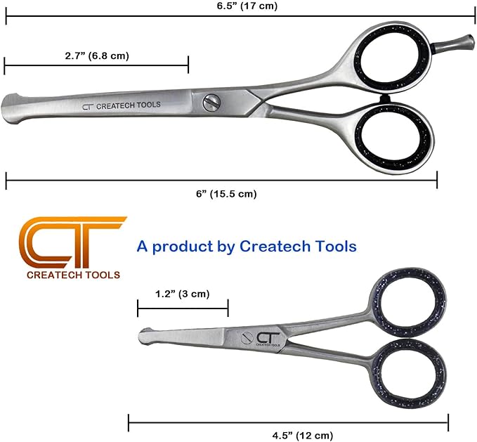 CT Pet Cat Dog Grooming Scissors Kit - 6 &amp; 4 inch Hair Cutting Scissors Set, Japanese Stainless Steel Curved Blades with Safety Round Tips for Your Beloved Pets
