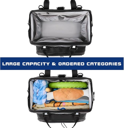 Dog Travel Bag, Airline Approved Pet Supplies Backpack, Dog Travel Backpack Accessories Set with 2 Silicone Collapsible Bowls and 1 Leash Clip for Camping, Road Trips &amp; Weekends Away（Black）