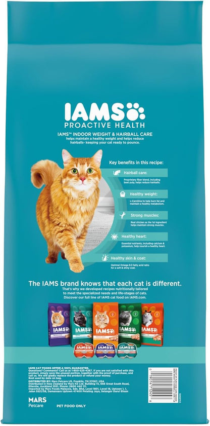 IAMS Proactive Health Indoor Weight Control &amp; Hairball Care Adult Dry Cat Food, Chicken &amp; Turkey Recipe, 7 lb. Bag