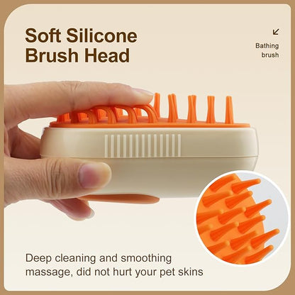 Cat Steam Brush, 3 in 1 Cat Steamy Brush, Silicone Massage Grooming Comb, Pet Hair Cleaning Misting Comb for Kittens(Avocado White)