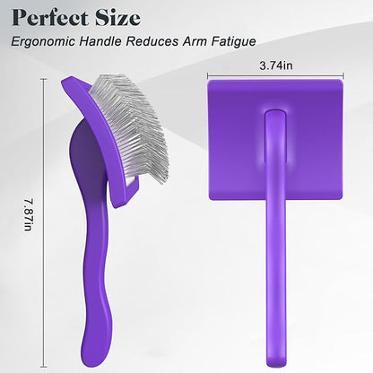 2PCS Slicker Brush for Dogs &amp; Pet Comb,Professional Dog Grooming Brush (Goldendoodles,Poodles,Labradoodles) with Extra Long Pins to Effectively Remove Tangles, Knots and Mats (Purple)