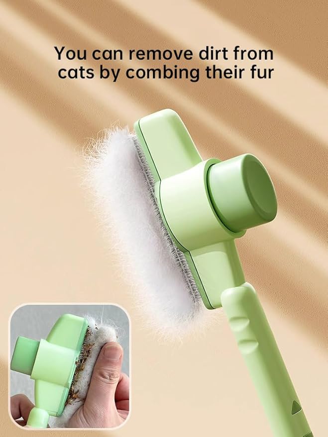 Cat Comb Dog Comb Pet Hair Removal Tool Flea for Cats and Dog Lice Cat Brush with Release Button Self-Cleaning with Long &amp; Short Stainless Steel Metal Teeth for Shedding