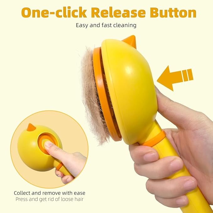 Cat Brush for Shedding, Self-Cleaning Slicker Brush for Indoor Cats, Gently Remove Loose Fur, Pet Grooming Massage Deshedding Tool, Suits Long &amp; Short Haried Cats and Dogs