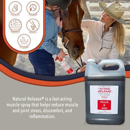 Natural Release Muscle Spray Treatment - Horse Liniment for Sore Muscles, Joint Pain, Tendon &amp; Inflammation Relief - Easy to Use, Fast Acting, Alcohol &amp; Menthol Free (1 Gal)