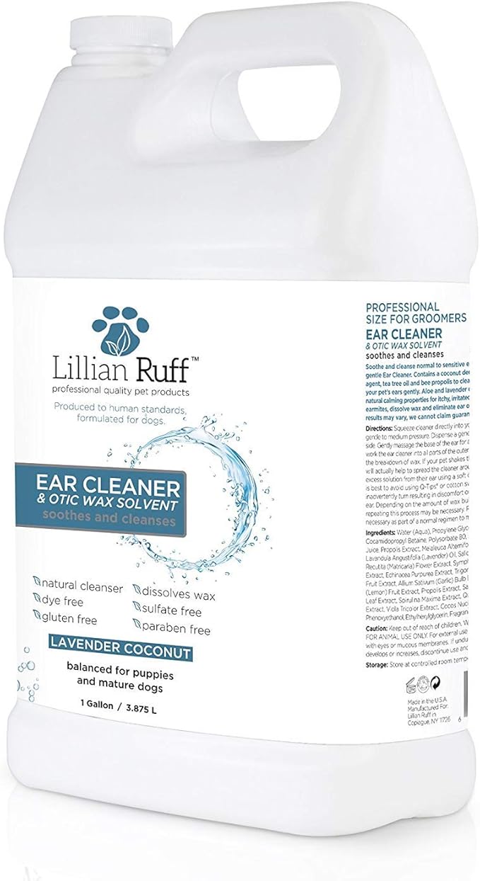 Lillian Ruff Ear Cleaner &amp; Otic Rinse for Sensitive Ears: Alcohol Free Dog Ear Wash with Alo+H6+F6:K28F6:N29