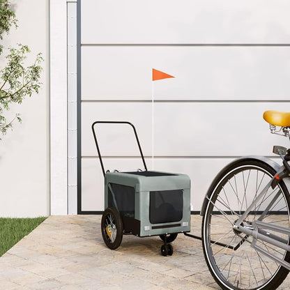 Tidyard Pet Bike Trailer Gray and Black Oxford Fabric and Iron Pet Bicycle Carrier, Animal Bike Stroller for Cat, Puppy, Dog, Outdoor, Travel Style C
