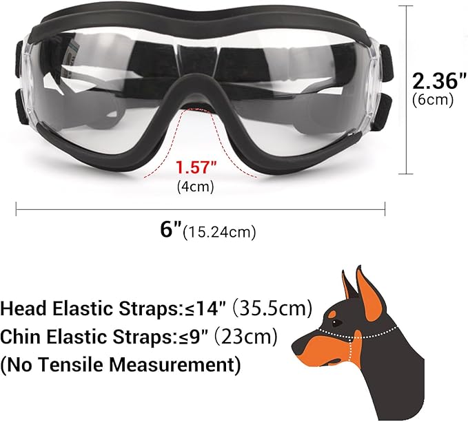 Pack of 2 Dog Goggles Dog Sunglasses for Medium to Large Breed Anti-UV Eye Protection with Adjustable Straps- Silver &amp; Transparent