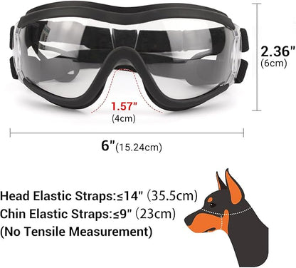 Pack of 2 Dog Goggles Dog Sunglasses for Medium to Large Breed Anti-UV Eye Protection with Adjustable Straps- Silver &amp; Transparent