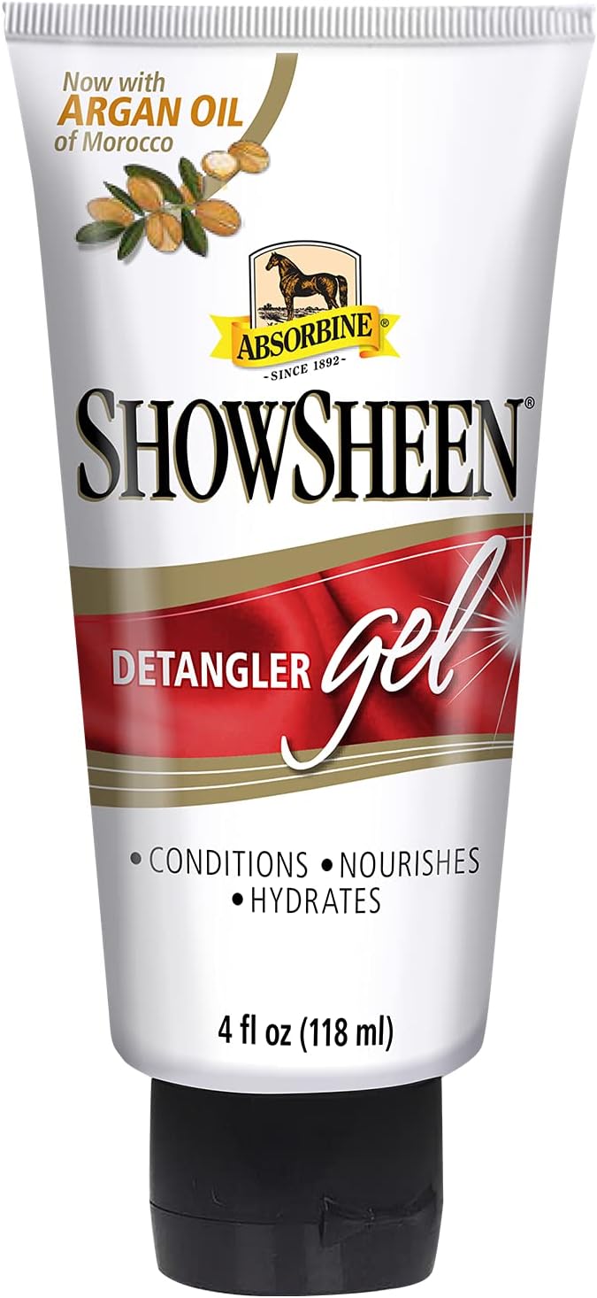 Absorbine ShowSheen Detangler Gel for Coat, Mane &amp; Tail, Moroccan Argan Oil, Tackles Toughest Knots on Horses, Dogs &amp; Livestock, 4oz
