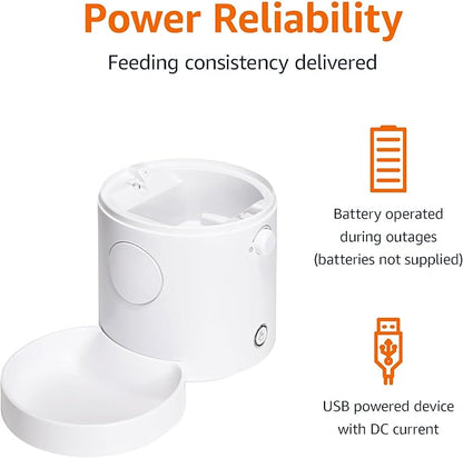 Amazon Basics Automatic Feeder for Cats and Dogs with Speed &amp; Portion Control, 4L Capacity, White