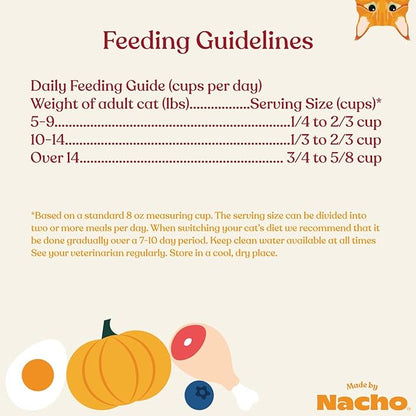 Made by Nacho Dry Cat Kibble 4lb Bag, High Protein and Grain-Friendly Premium Cat Food, Cage-Free Chicken &amp; Pumpkin Recipe, Infused with Bone Broth for Hydration, Limited Ingredients, Single Bag