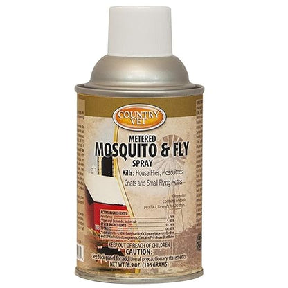 Country Vet Mosquito+Fly Metered Spray Refill (Case of 12) &amp; Automatic Metered Dispenser (Case of 12) - 342033CVA - Great for Barns, Stables, Farms, Stalls and Outdoor Insect/Fly Prevention
