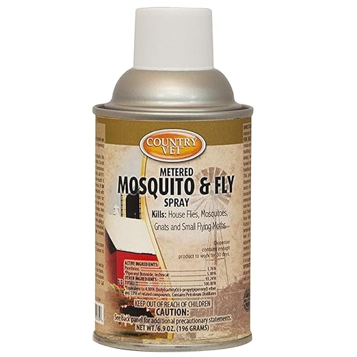 Country Vet Mosquito+Fly Metered Spray Refill (Case of 12) &amp; Automatic Metered Dispenser (Case of 12) - 342033CVA - Great for Barns, Stables, Farms, Stalls and Outdoor Insect/Fly Prevention