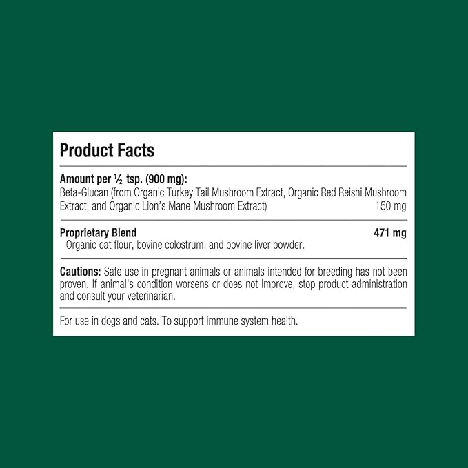 Standard Process Mushroom Complex for Dogs &amp; Cats - Immune Support Supplement with Bovine Colostrum - Lion&