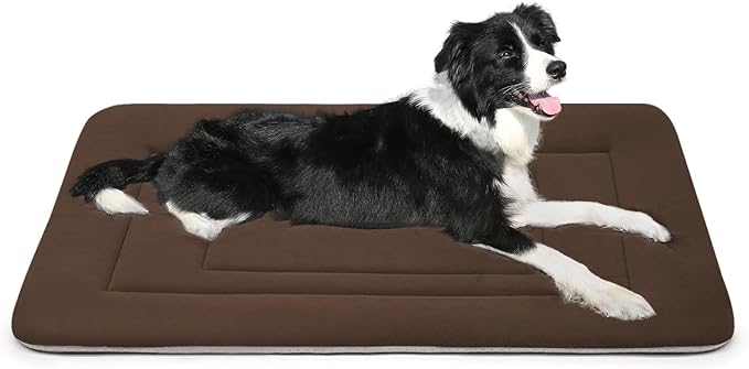 JoicyCo Dog Crate Bed Pad Mat, 36 in Non Slip Bottom Washable Kennel Pad for Medium &amp; Large Dogs, Dark Brown
