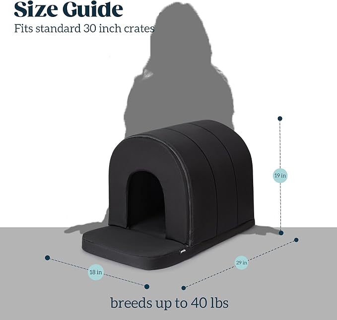 Orthopedic Dog House - Outdoor Waterproof Dog Shelter w/Porch - Indoor Pet House w/Egg-Crate Foam - Cooling - Machine Washable - Ideal for Medium Breeds &amp; Fits 30-Inch Crate - 29"x18"