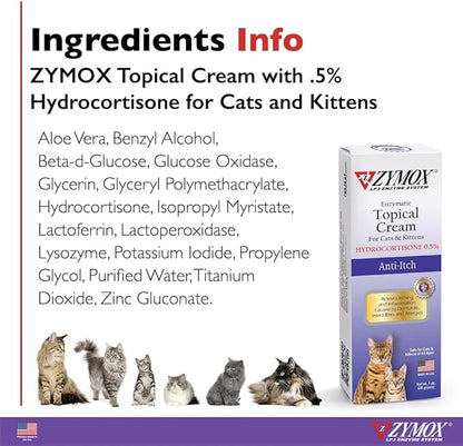 Zymox Cat &amp; Kitten Topical Cream w/ .5% hydrocortisone - 1 oz. Tube