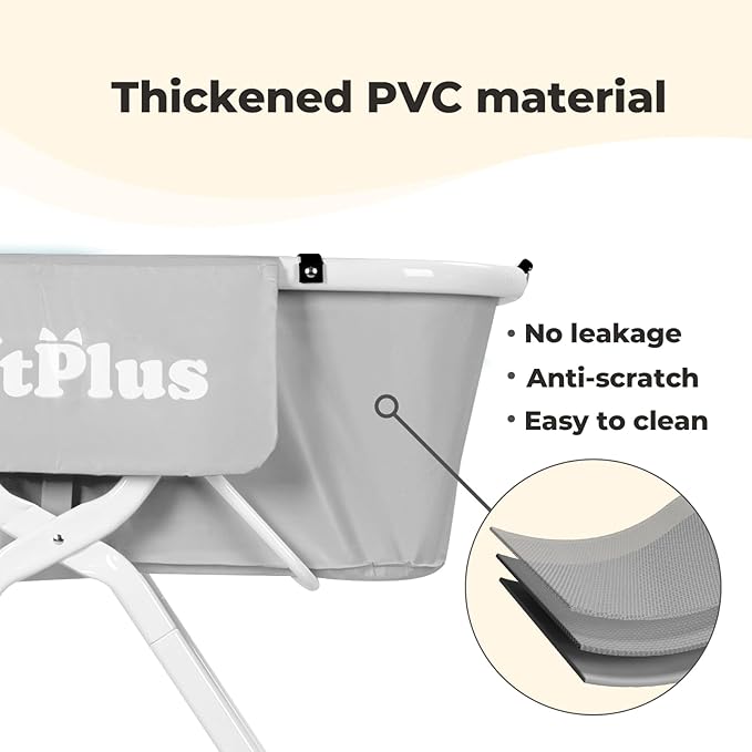 Elevated Dog Bathtub, 5 Height Adjustable Portable Dog Wash Station for Small to Large Pets, Foldable Bathing Tub with Storage &amp; Anti-Slip Design Gray