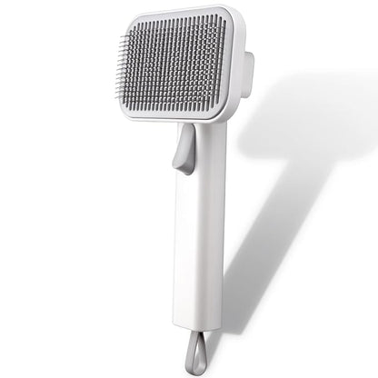 Self Cleaning Slicker Dog Cat Brush for Shedding - Deshedding Tool with Max Massage Tips, Grooming Brush for Short Medium Haired Cats &amp; Dogs (White)