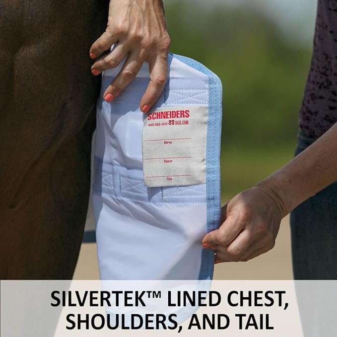 Schneiders Mosquito Mesh II Adjusta-Fit Horse Fly Sheets | Insect &amp; UV Protection for Horses | Durable 350D Mesh | Reflective Safety Stripes
