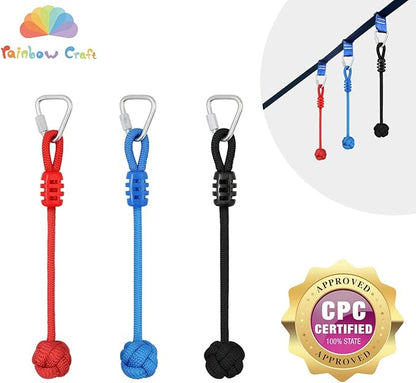 Rainbow Craft 3-Pack Ninja Fist Holds for Warrior Obstacle Course - Slackline &amp; Monkey Bar Accessories, Kids Backyard Ninja Training Equipment