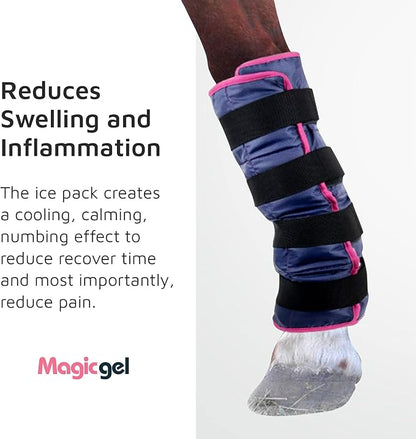 Magic Gel Horse Ice Pack with Carry Case - Single Ice Boots | Cooling Horse Leg Wraps for Hock, Ankle, Knee, Legs, Boots, and Hooves | Horse Tack &amp; Horse Supplies &amp; Ideal Gift for Horse Lovers Women