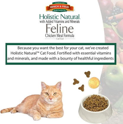 Bench &amp; Field Holistic Natural Premium Adult Dry Cat Food, Chicken Meal and Brown Rice Recipe 25 lb Bag (Pack of 1)