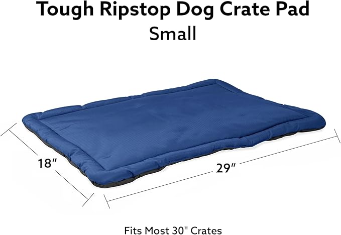 K9 Ballistics Tough Ripstop Dog Crate Pad - Durable &amp; Machine Washable with Non-Skid Bottom and 120-Day Warranty, Fits 30" Wire Crates - Small, Blue Quartz