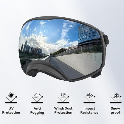 NAMSAN Dog Goggles for Large Dogs, Wide Eyecup &amp; Soft Frame, Anti-UV Sunglasses for Dogs Medium to Large Breed, Driving Dog Eye Protection, Windproof Dustproof, Adjustable, Reflect Silver Lens