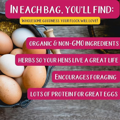 Pampered Chicken Mama Backyard Feed - Premium Scratch Treat - High Protein &amp; Calcium All-Natural Grower Feed Supplies for Laying Chickens (2.5 Pounds)