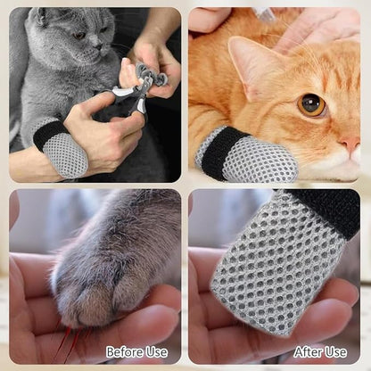 8 Pack Cat Mittens to Prevent Scratching, Adjustable Breathable Mesh Cat Booties &amp; Claw Covers - Anti Scratch Gloves for Bathing, Nail Trimming - 4 Black &amp; 4 Grey, Paw Inner Diameter up to 1.57 Inches