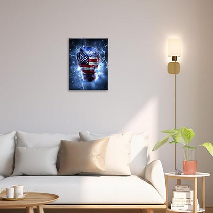 Sports Boxing Wall Art Canvas American Flag Wall Decor Prints Framed Painting Pictures Gifts Artwork for Bathroom Living Dining Room 16"x20"