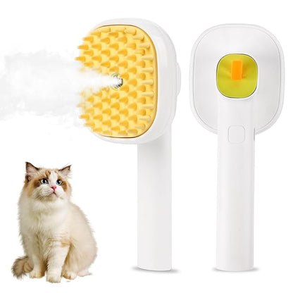 3-in-1 Cat &amp; Dog Steam Brush – USB Rechargeable Spray Grooming Comb with Silicone Teeth – Anti-Static, Shedding Control &amp; Massaging for All Hair Types Long/Short Hair Pets (Green)
