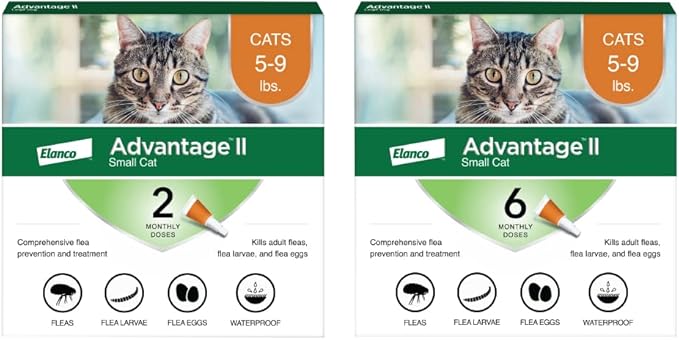 Advantage II Small Cat Vet-Recommended Flea Treatment &amp; Prevention | Cats 5-9 lbs. | 8-Month Supply