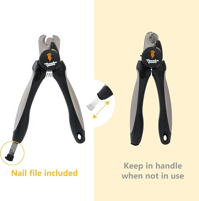 LED Dog Nail Clippers with Light, Trimmers with Protective Guard, Quick Sensor, Safety Lock and Nail File - Suitable for Large and Small Dogs &amp; Cats (Grey, LED)