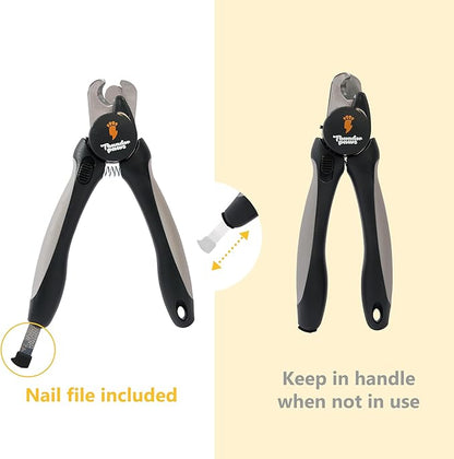 LED Dog Nail Clippers with Light, Trimmers with Protective Guard, Quick Sensor, Safety Lock and Nail File - Suitable for Large and Small Dogs &amp; Cats (Grey, LED)