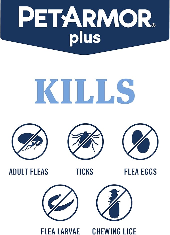 PetArmor Plus Flea and Tick Prevention for Dogs, Dog Flea and Tick Treatment, 6 Doses, Waterproof Topical, Fast Acting, Large Dogs Dogs (45-88 lbs)