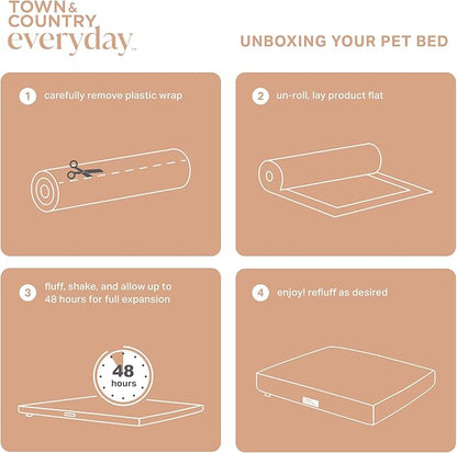 TOWN &amp; COUNTRY EVERYDAY CuddleTown Comfy Solid Bolster Sofa Pet Bed, Supportive &amp; Calming Egg Crate Foam, Non-Slip Bottom, Machine Washable Cover, Warm Taupe, Medium 28"x23"x8"