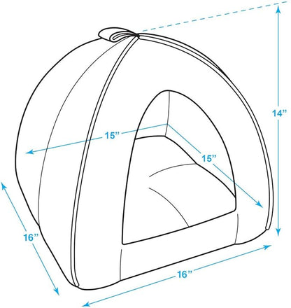 Best Pet Supplies Pet Tent-Soft Bed for Dog and Cat Brown Linen, 16" x 16" x H:14"
