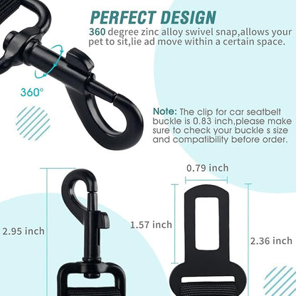 COOYOO Dog Seat Belt,Retractable Dog Car Harness Seat Belt for Car Adjustable Nylon Pet Safety Seat Belts Heavy Duty &amp; Elastic Bungee Buffer