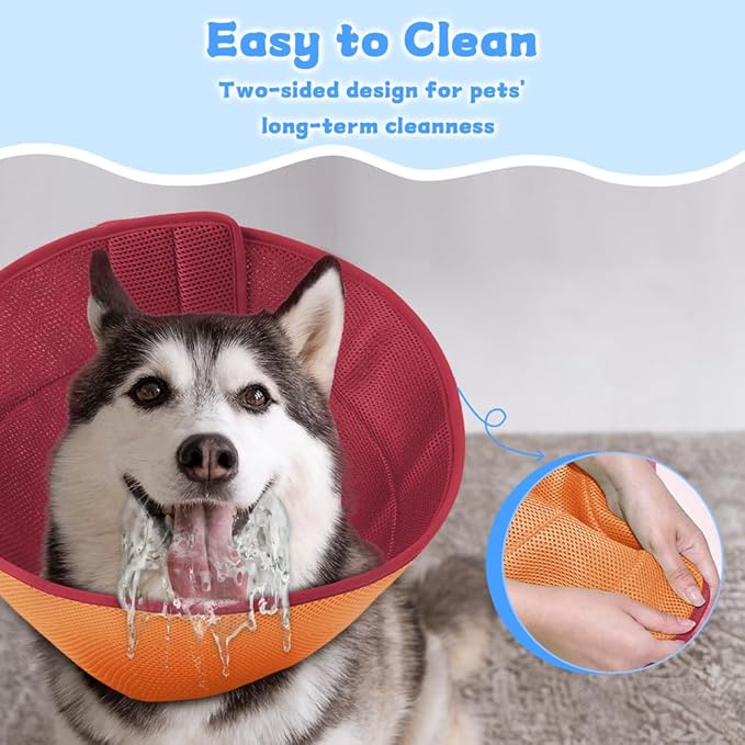 Soft Dog Cone Recovery Collars &amp; Cones After Surgery for Medium Large Dogs, Comfy Ecollars to Stop Licking, Adjustable, Dog Ecollars for Recovery Plastic: Superior Support Fabric: Soft Comfort, XL