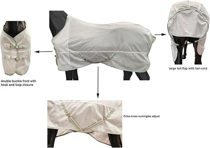 BARN &amp; STABLE Breathable and Tear-Resistant Horse Fly Sheet with UV Protection Equine Summer Sheet Horse Fly Blanket with Removable Web Leg Straps